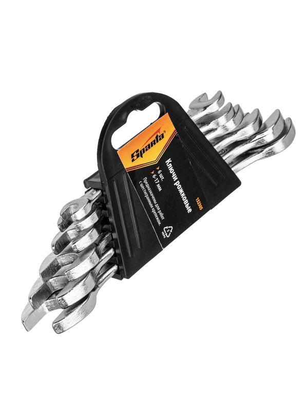 Набор ключей рожковых, 6 х 17 мм, 6 шт, хромированные Sparta