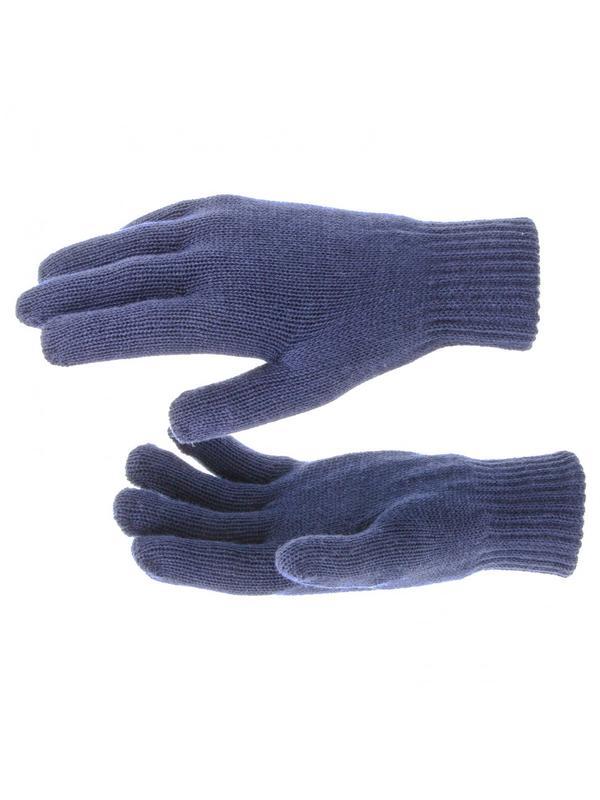 Перчатки трикотажные, акрил, двойные, синий, двойная манжета Россия Сибртех