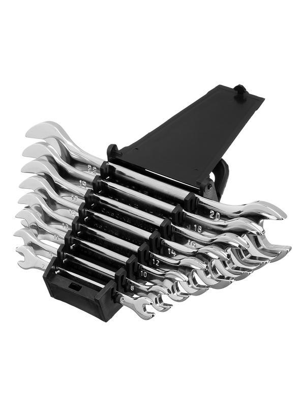 Набор ключей рожковых 8 шт, 6-22мм, CrV, Elliptical, зеркальное хромирование Matrix