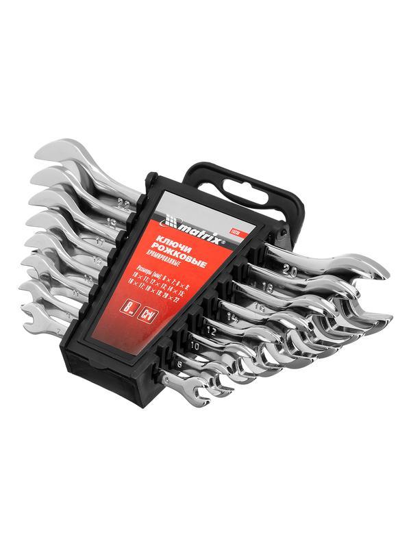 Набор ключей рожковых 8 шт, 6-22мм, CrV, Elliptical, зеркальное хромирование Matrix