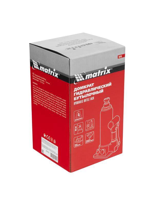 Домкрат гидравлический бутылочный, 4 т, h подъема 194-372 мм Matrix