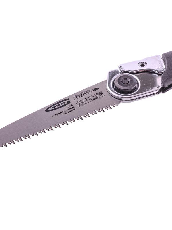 Пила по дереву Piranha, складная, для кемпинга и сада, 130 мм, 8-9 TPI, каленый зуб 3D, обрезиненная рукоятка, кобура Gross
