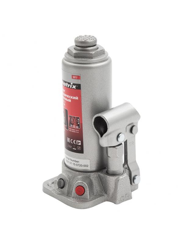 Домкрат гидравлический бутылочный, 3 т, высота подъема 194-372 мм Matrix