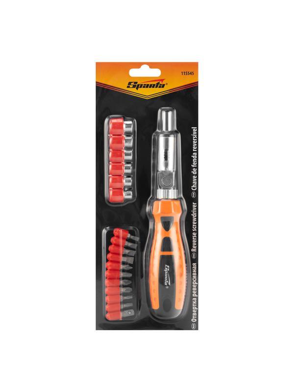 Отвертка реверсивная с шарниром, биты, торцевые головки, 18 шт, Sparta