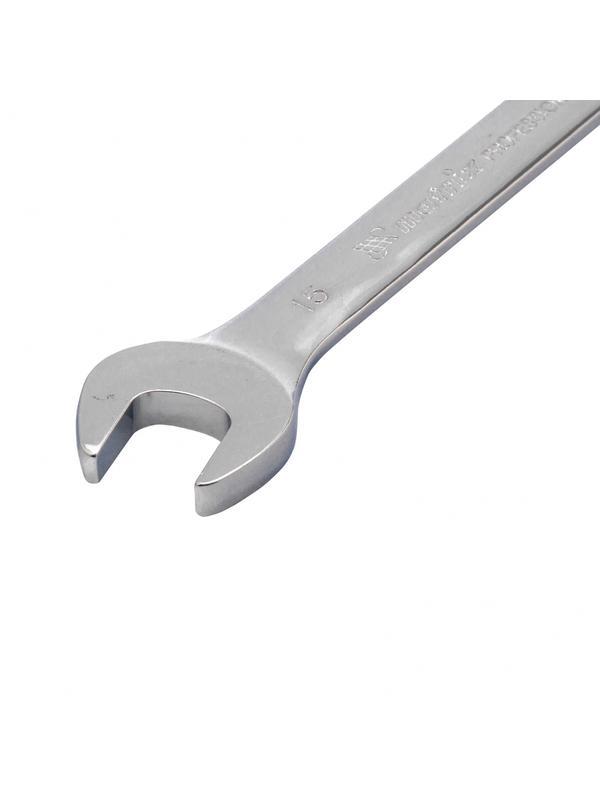 Ключ комбинированный трещоточный, 15 мм, CrV, шарнирный, зеркальный хром Matrix