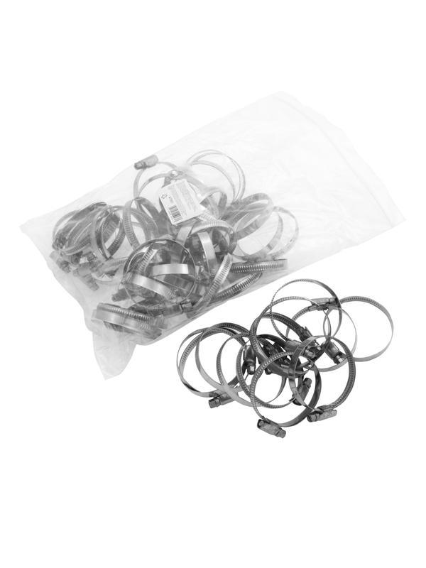 Хомуты нержавеющая сталь, Стандартное болтовое крепление 40-60 мм, 50 штук в упаковке, ширина 9 мм Сибртех