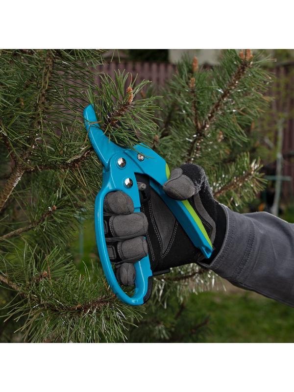 Секатор прямого реза, 200 мм, храповой механизм, металлические обaрезиненные рукоятки, Luxe, Palisd