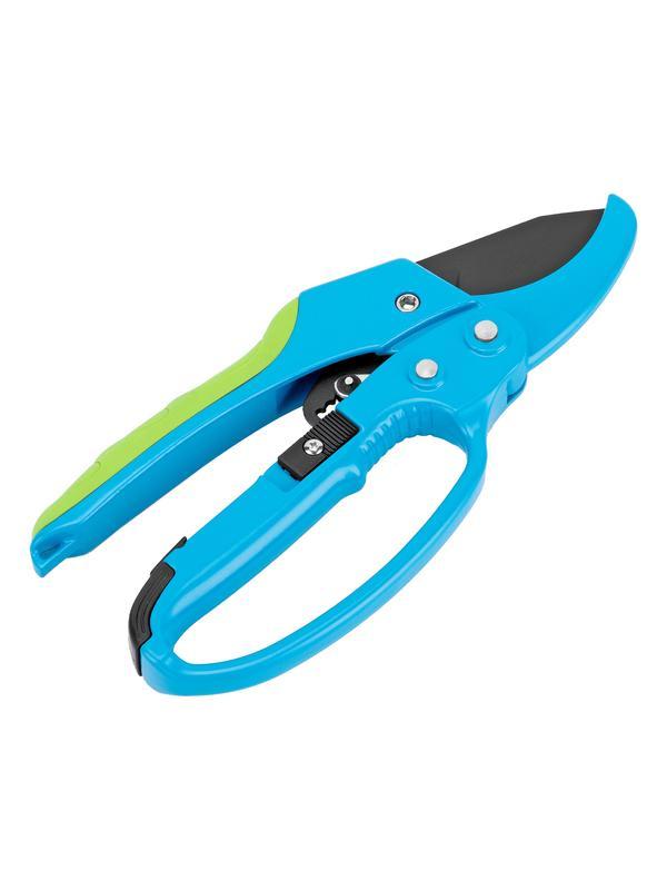 Секатор прямого реза, 200 мм, храповой механизм, металлические обaрезиненные рукоятки, Luxe, Palisd