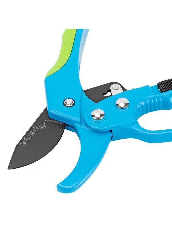 Секатор прямого реза, 200 мм, храповой механизм, металлические обaрезиненные рукоятки, Luxe, Palisd