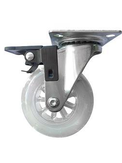 Колесо ПУ прозрачное поворотное с тормозом d-75 мм, крепление платформенное Сибртех