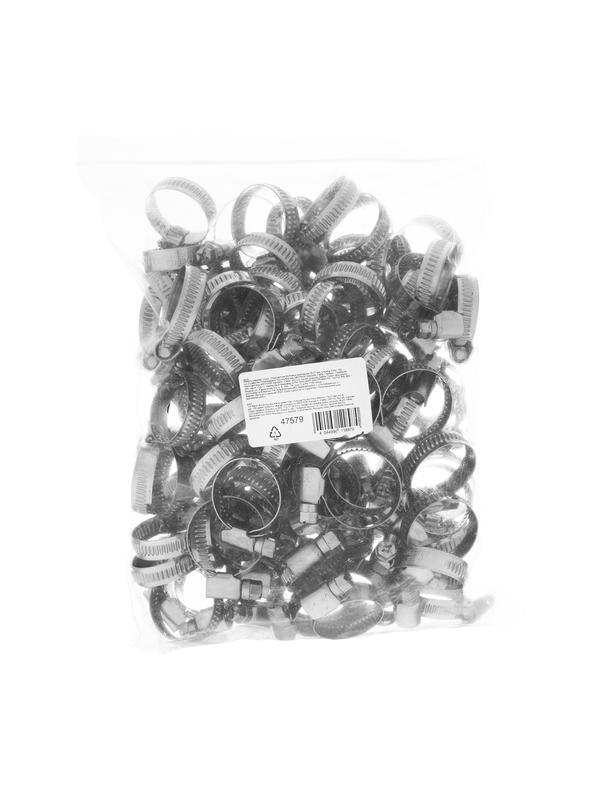 Хомуты нержавеющая сталь, Стандартное болтовое крепление 16-27 мм, 100 штук в упаковке, ширина 9 мм Сибртех