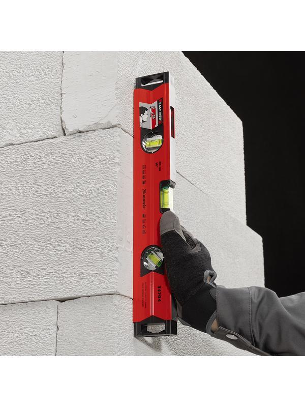 Уровень алюминиевый магнитный, 400 мм, фрезерованный, 3 глазка (1 зеркальный), усиленный Matrix