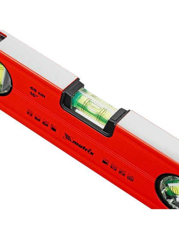 Уровень алюминиевый магнитный, 400 мм, фрезерованный, 3 глазка (1 зеркальный), усиленный Matrix