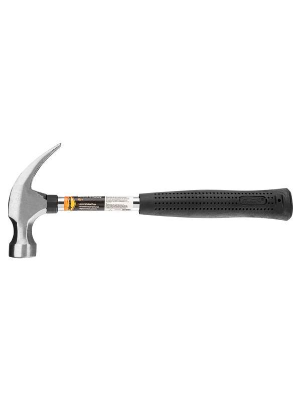 Молоток-гвоздодер, 450 г, боек 27 мм, металлическая трубчатая обрезиненная рукоятка Sparta