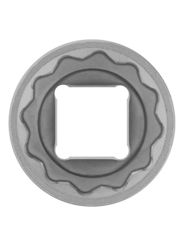 Головка торцевая, 22 мм, двенадцатигранная, CrV, под квадрат 1/2, хромированная Stels