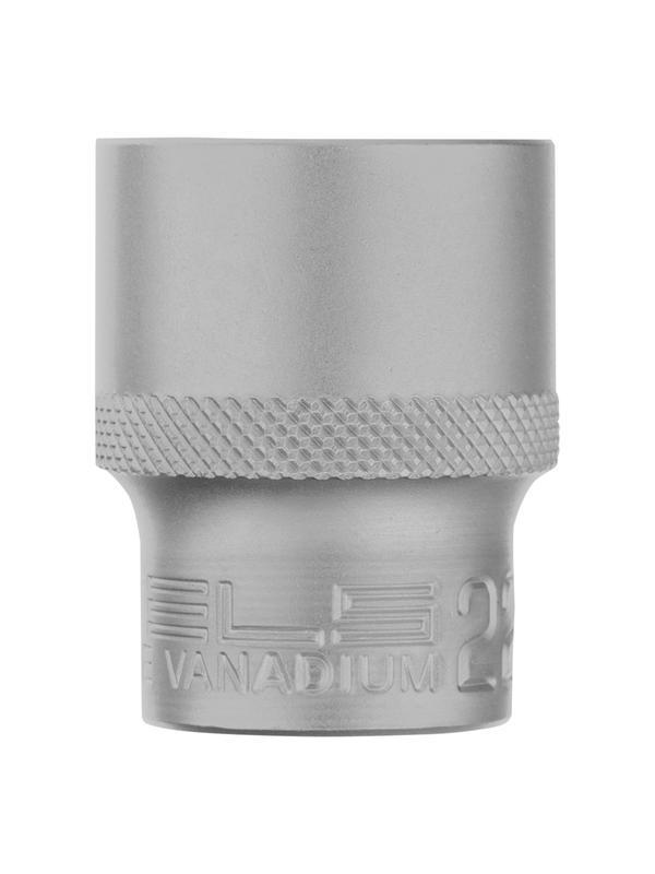 Головка торцевая, 22 мм, двенадцатигранная, CrV, под квадрат 1/2, хромированная Stels