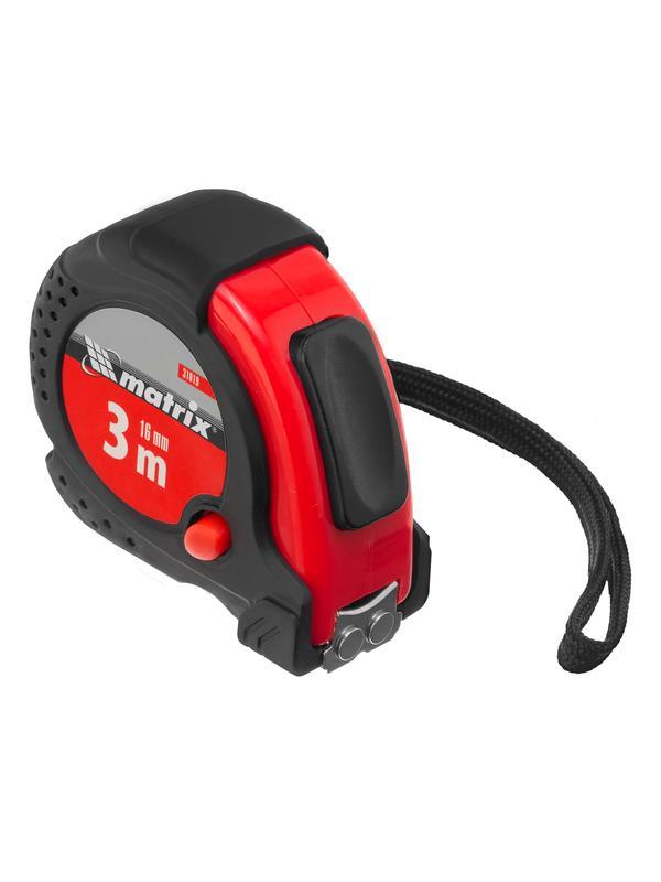 Рулетка Status Magnet fixation,3 м х 16 мм,обрезиненный корпус,зацеп с магнитом Matrix