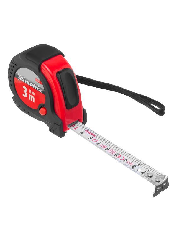 Рулетка Status Magnet fixation,3 м х 16 мм,обрезиненный корпус,зацеп с магнитом Matrix