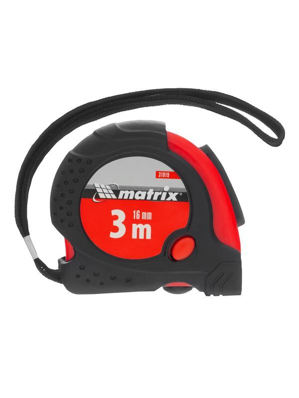 Рулетка Status Magnet fixation,3 м х 16 мм,обрезиненный корпус,зацеп с магнитом Matrix