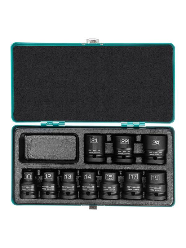 Набор шестигранных ударных торцевых головок, 1/2, 10-24 мм, 10 шт, Stels