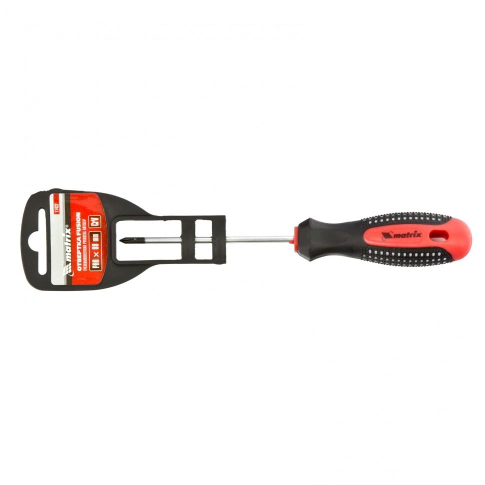 Отвертка Fusion, PH0 х 80 мм, CrV, трехкомпонентная рукоятка 