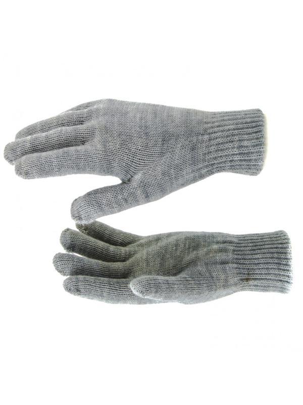 Перчатки трикотажные, акрил, двойные, серая туча, двойная манжета Россия Сибртех