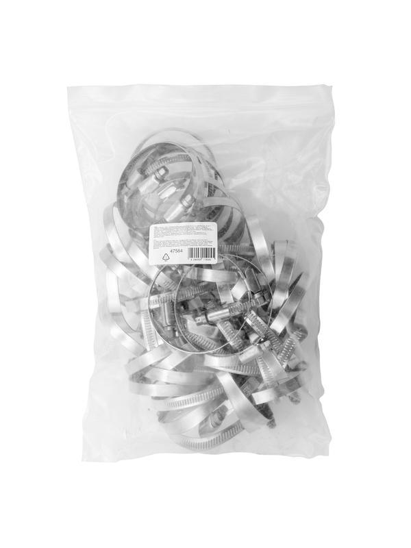 Хомуты нержавеющая сталь, Стандартное болтовое крепление 50-70 мм, 50 штук в упаковке, ширина 9 мм Сибртех