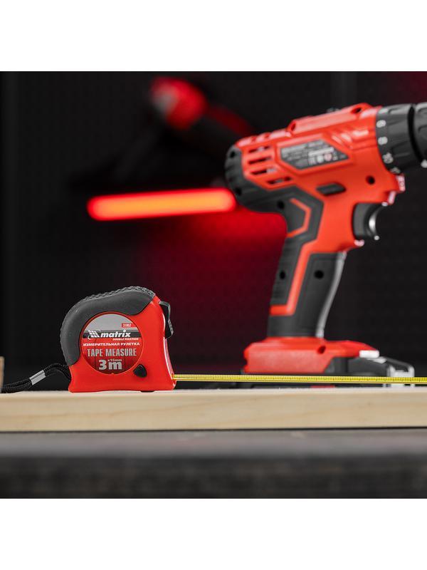 Рулетка Double fixation,3 м х 16 мм,обрезиненный корпус,двойная плавная фиксация Matrix