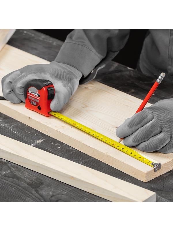 Рулетка Double fixation,3 м х 16 мм,обрезиненный корпус,двойная плавная фиксация Matrix