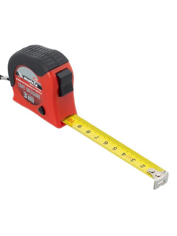 Рулетка Double fixation,3 м х 16 мм,обрезиненный корпус,двойная плавная фиксация Matrix