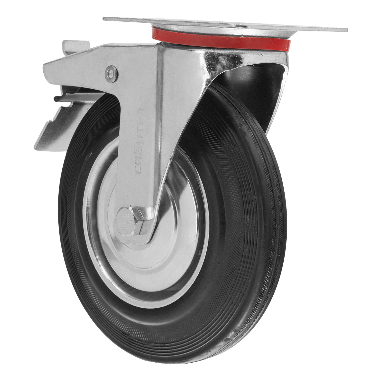 Колесо поворотное с тормозом D 160 мм, крепление  платформенное Сибртех