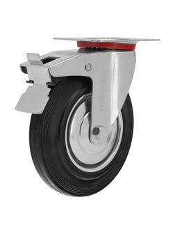 Колесо поворотное с тормозом D 160 мм, крепление  платформенное Сибртех