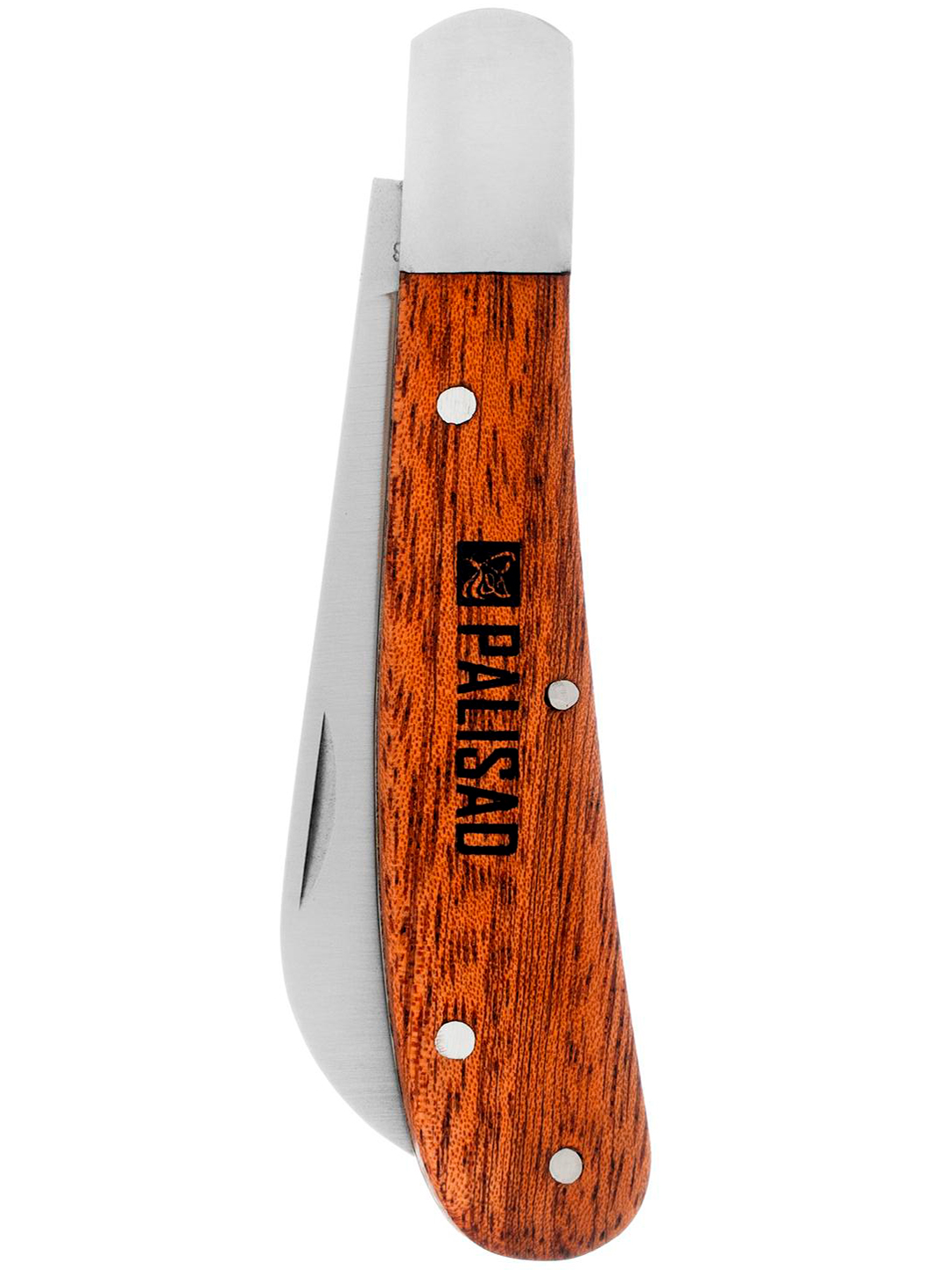 Нож садовый складной, прямое лезвие, 173 мм, деревянная рукоятка, Palisad