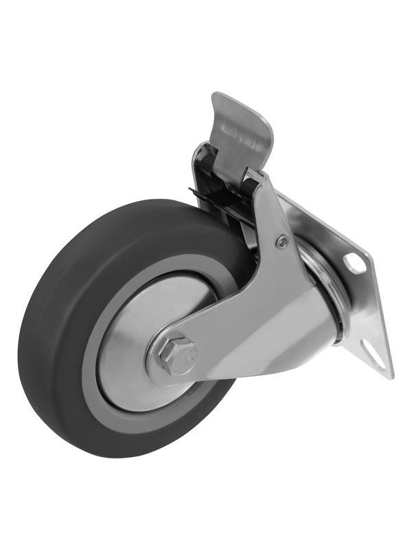 Колесо поворотное с тормозом D 100 мм, крепление  платформенное Сибртех