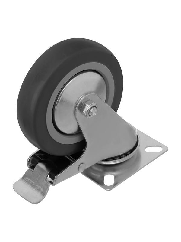 Колесо поворотное с тормозом D 100 мм, крепление  платформенное Сибртех