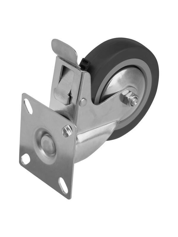 Колесо поворотное с тормозом D 100 мм, крепление  платформенное Сибртех