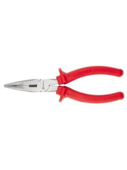 Длинногубцы изогнутые Econom, 200 мм, шлифованные, пластмассовые рукоятки Matrix