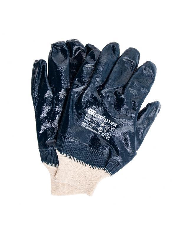 Перчатки трикотажные с обливом из бутадиен-нитрильного каучука, манжет, L Сибртех