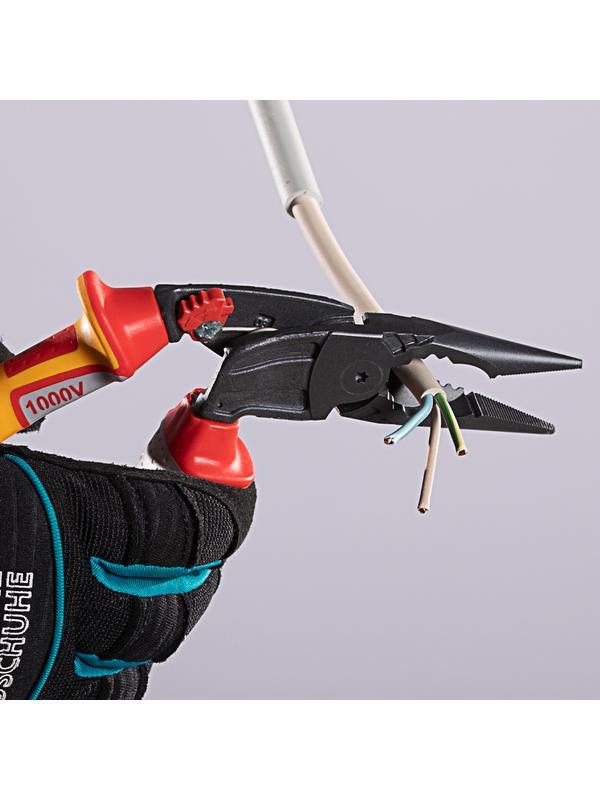 Длинногубцы с изогнутой головой, комбинированные, диэлектрические рукоятки до 1000 В, 200 мм Gross