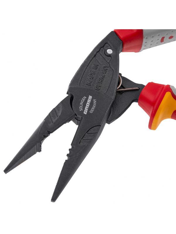 Длинногубцы с изогнутой головой, комбинированные, диэлектрические рукоятки до 1000 В, 200 мм Gross