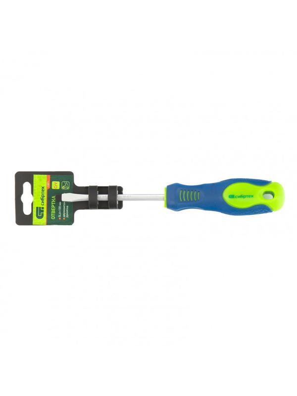 Отвертка, SL6 х 100 мм, CrV, двухкомпонентная рукоятка Сибртех