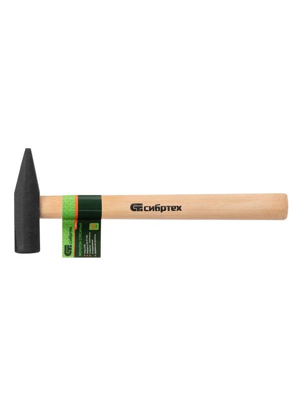 Молоток слесарный 600 г, квадратный боек, деревянная рукоятка Сибртех
