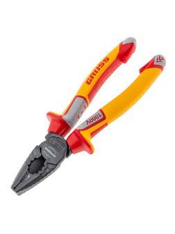 Плоскогубцы комбинированные, диэлектрические трехкомпонентные рукоятки до 1000 В, 180 мм Gross