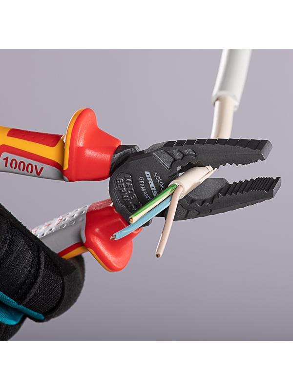 Плоскогубцы комбинированные, диэлектрические трехкомпонентные рукоятки до 1000 В, 180 мм Gross