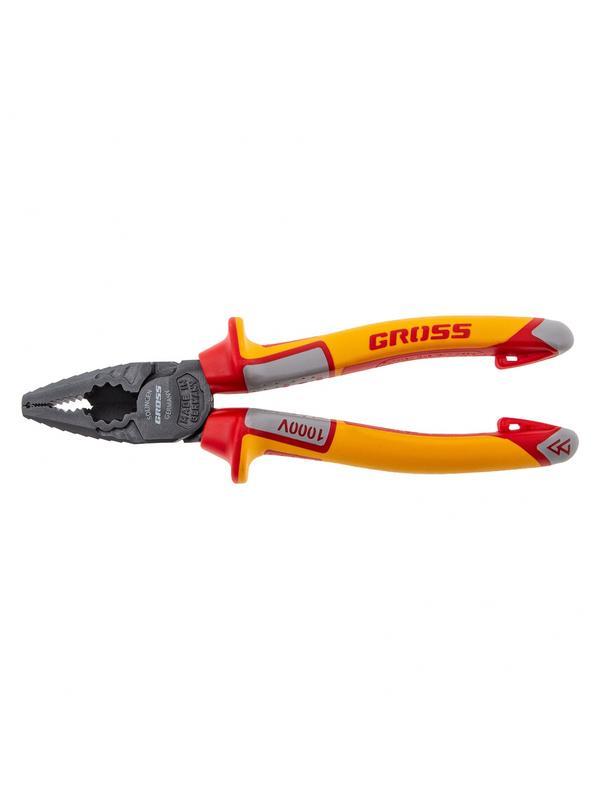 Плоскогубцы комбинированные, диэлектрические трехкомпонентные рукоятки до 1000 В, 180 мм Gross