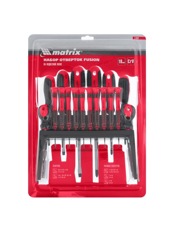 Набор отверток Fusion на подвесной полке 18 шт, CrV Matrix