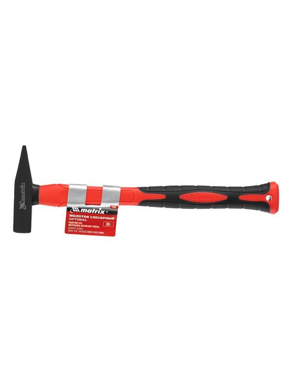 Молоток слесарный optimal, 200 г, фибергласовая обрезиненная рукоятка, квадратный боек Matrix