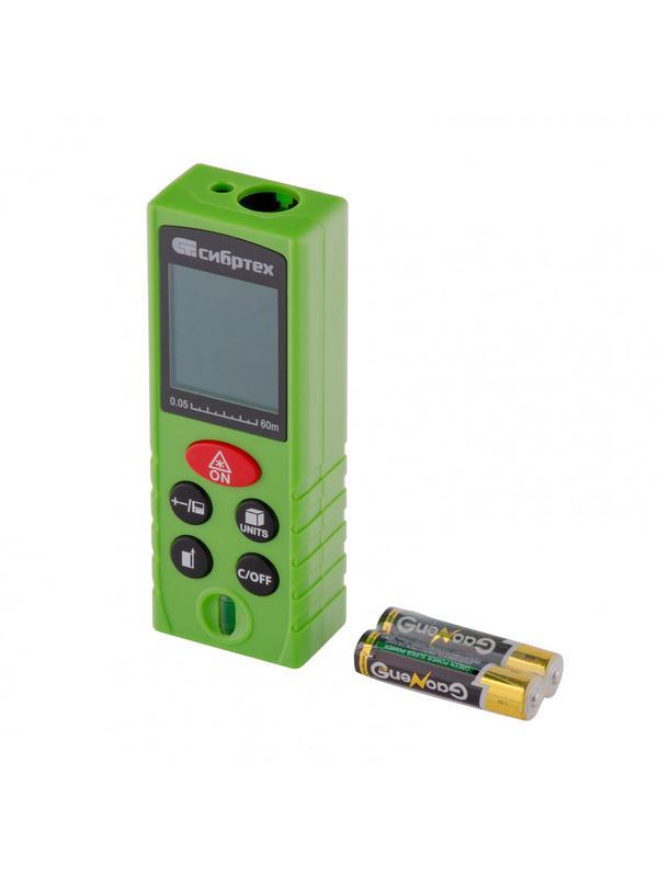 Лазерный дальномер PM-60,60 м,с пузырьковым уровнем Сибртех