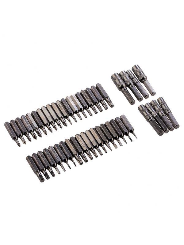 Отвертка с набором бит и торцевых головок для точных работ, гибкий привод, 48 шт, CrMo Gross