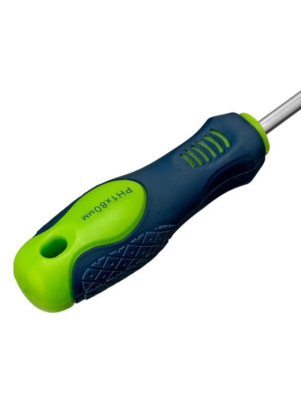 Отвертка, PH1 х 80 мм, CrV, двухкомпонентная рукоятка Сибртех